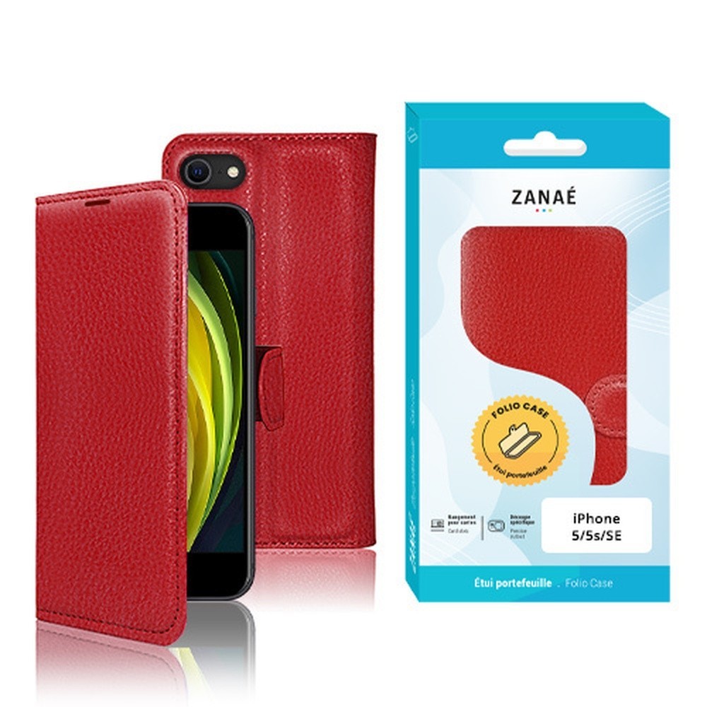 Étui portefeuille rouge pour iPhone 5