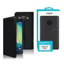 Vue de l'étui portefeuille noir pour Galaxy A3 (2015)