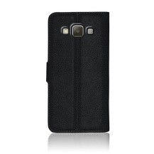 Vue de l'étui portefeuille noir pour Galaxy A3 (2015)