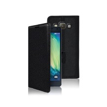 Vue de l'étui portefeuille noir pour Galaxy A3 (2015)