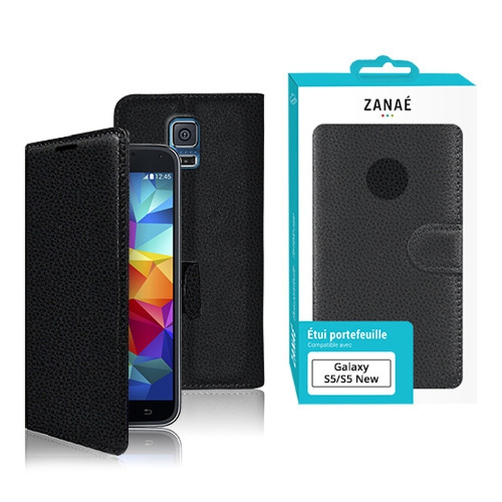 Etui portefeuille noir pour Samsung Galaxy S5