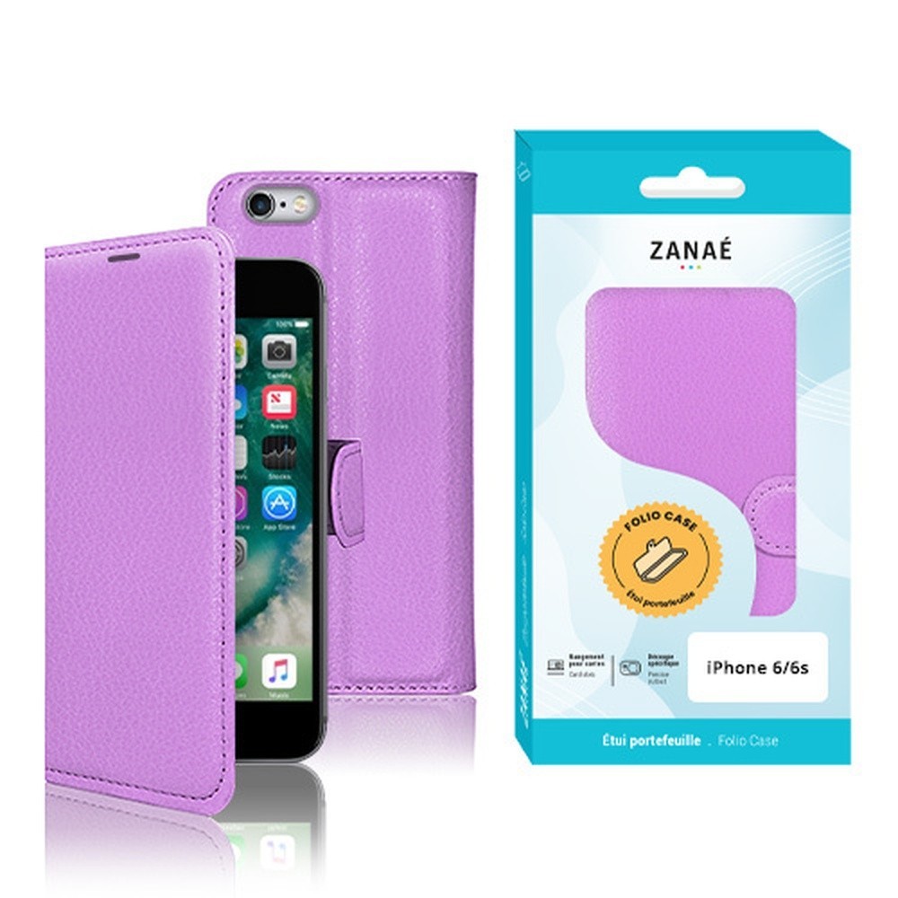 Etui portefeuille violet pour iPhone 6 et 6s