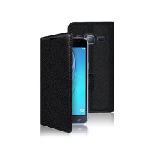 Etui portefeuille noir pour Samsung Galaxy J3 (2016)