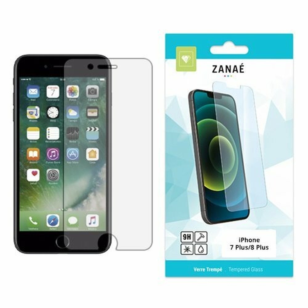 Verre trempé transparent pour iPhone 7 Plus et 8 Plus