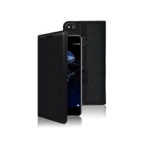 Etui portefeuille noir pour Huawei P10 Lite 2017