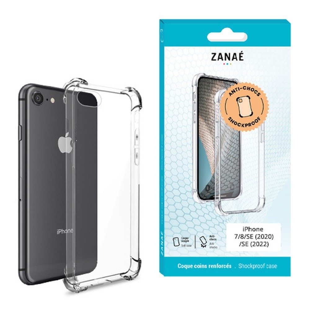 Coque en silicone transparente pour iPhone SE/7/8 avec coins renforcés