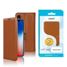 Étui Portefeuille Zanae marron pour iPhone X / XS