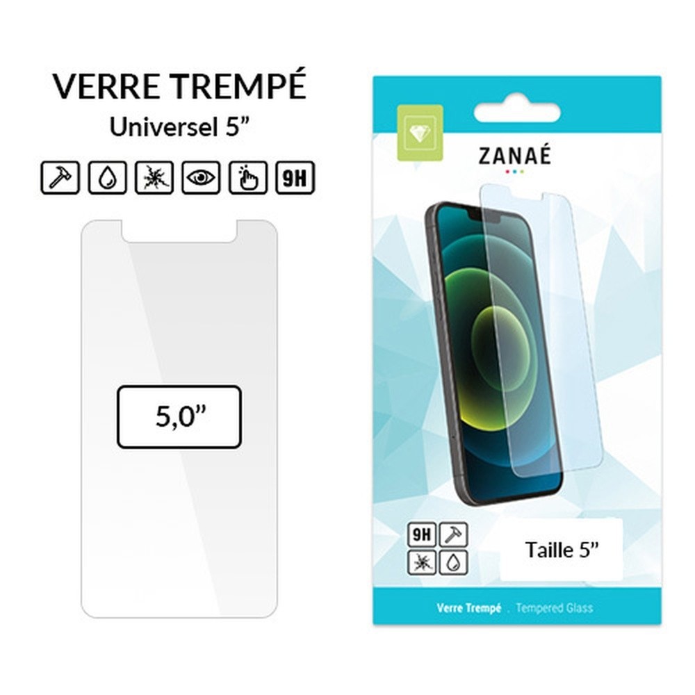 Verre trempé universel 5 pouces transparent
