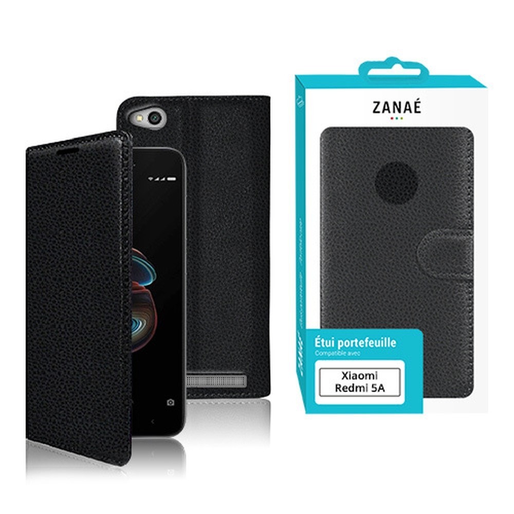 Étui portefeuille noir pour Xiaomi Redmi 5A
