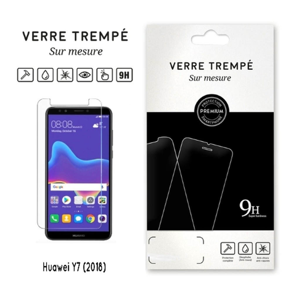 Verre trempé transparent pour Huawei Y7 (2018) et Honor 7C