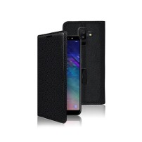 Étui portefeuille noir compatible Samsung Galaxy A6 Plus (2018)