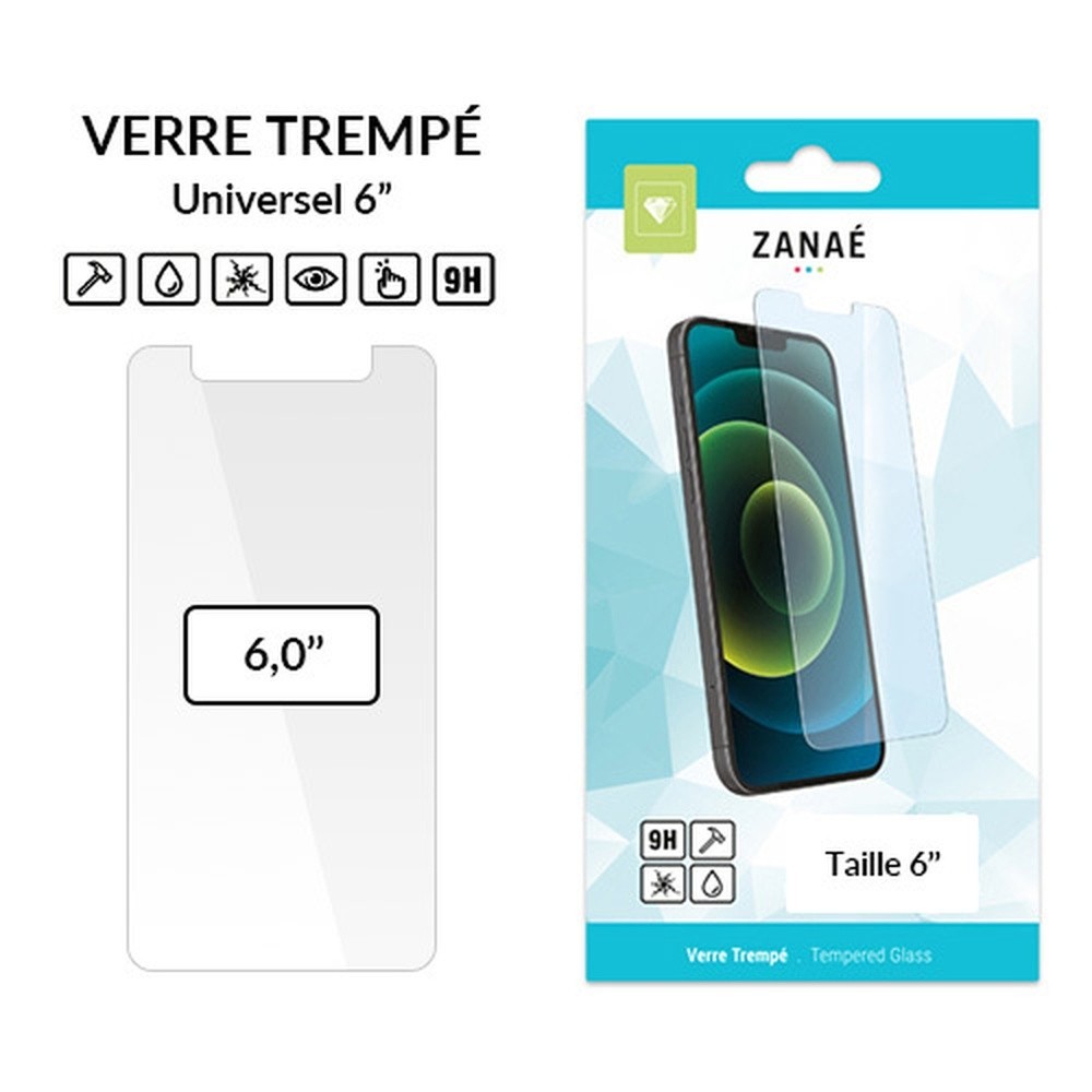 Verre trempé universel 6 pouces transparent