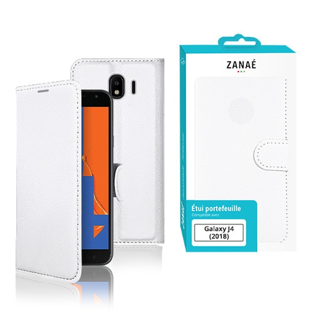 Etui portefeuille Zanae blanc compatible Samsung Galaxy J4 (2018)