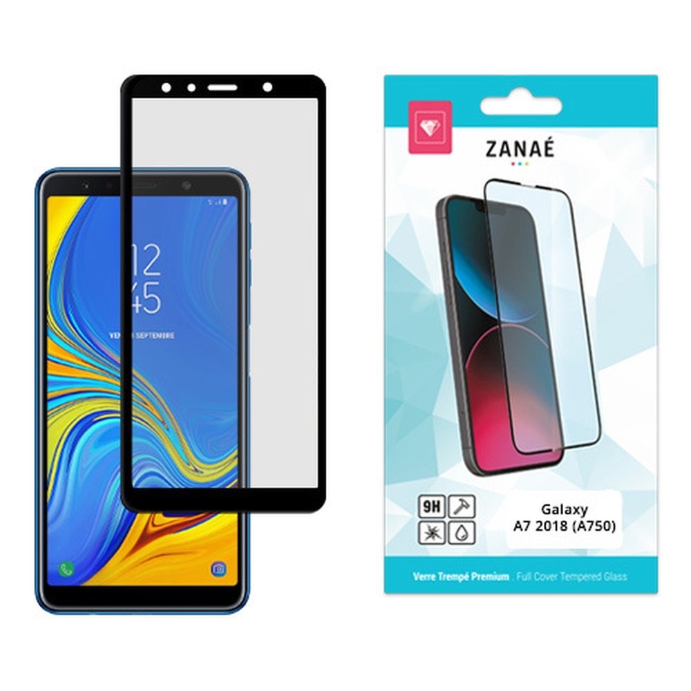Verre trempé Full Cover noir pour Samsung Galaxy A7 2018