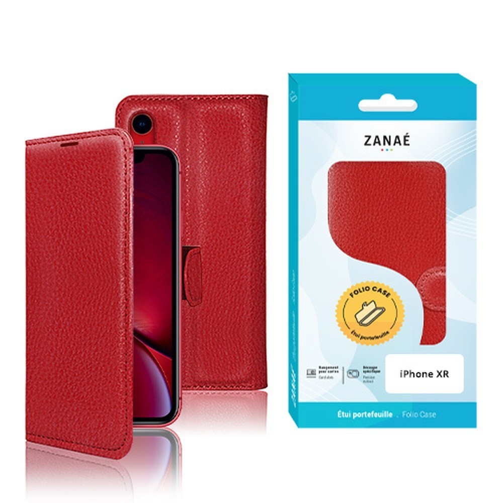Étui portefeuille rouge Zanae compatible iPhone XR