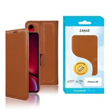 Etui Portefeuille Zanae pour iPhone XR en cuir marron