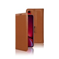 Etui Portefeuille Zanae pour iPhone XR en cuir marron