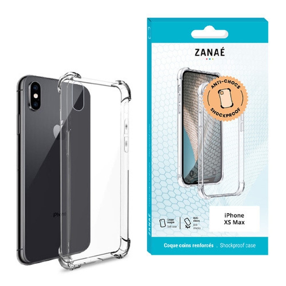 Coque silicone transparente avec coins renforcés pour iPhone XS Max