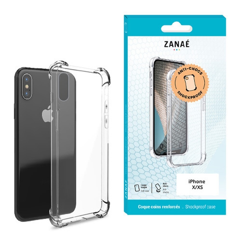 Coque silicone transparente pour iPhone X/XS avec coins renforcés