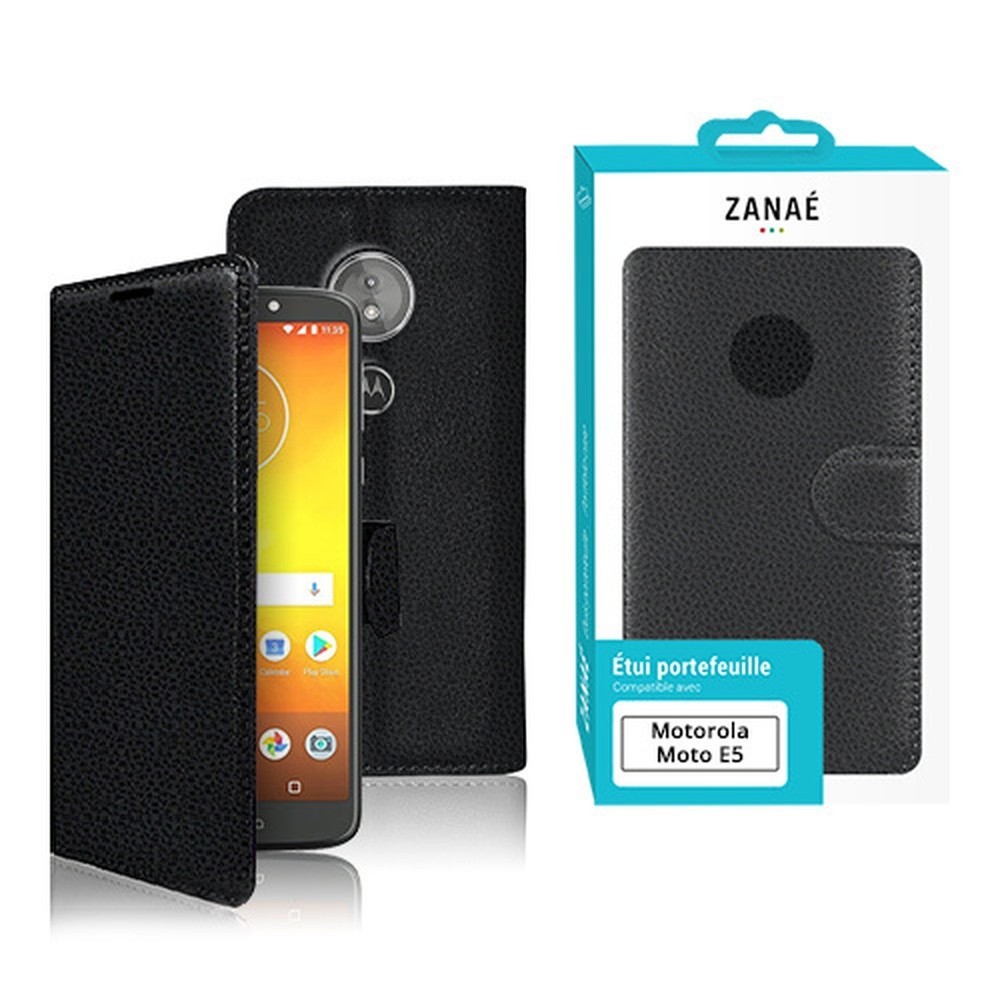 Étui portefeuille Zanae noir pour Motorola Moto E5