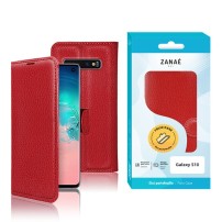 Etui Portefeuille Zanae pour Samsung Galaxy S10 en rouge