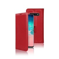 Etui Portefeuille Zanae pour Samsung Galaxy S10 en rouge