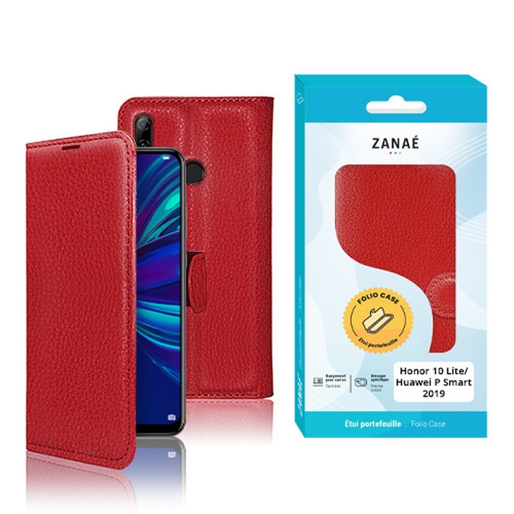 Étui Portefeuille Rouge pour Honor 10 Lite et Huawei P Smart 2019