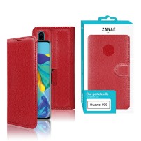 Etui Portefeuille Zanae pour Huawei P30 en rouge vibrant