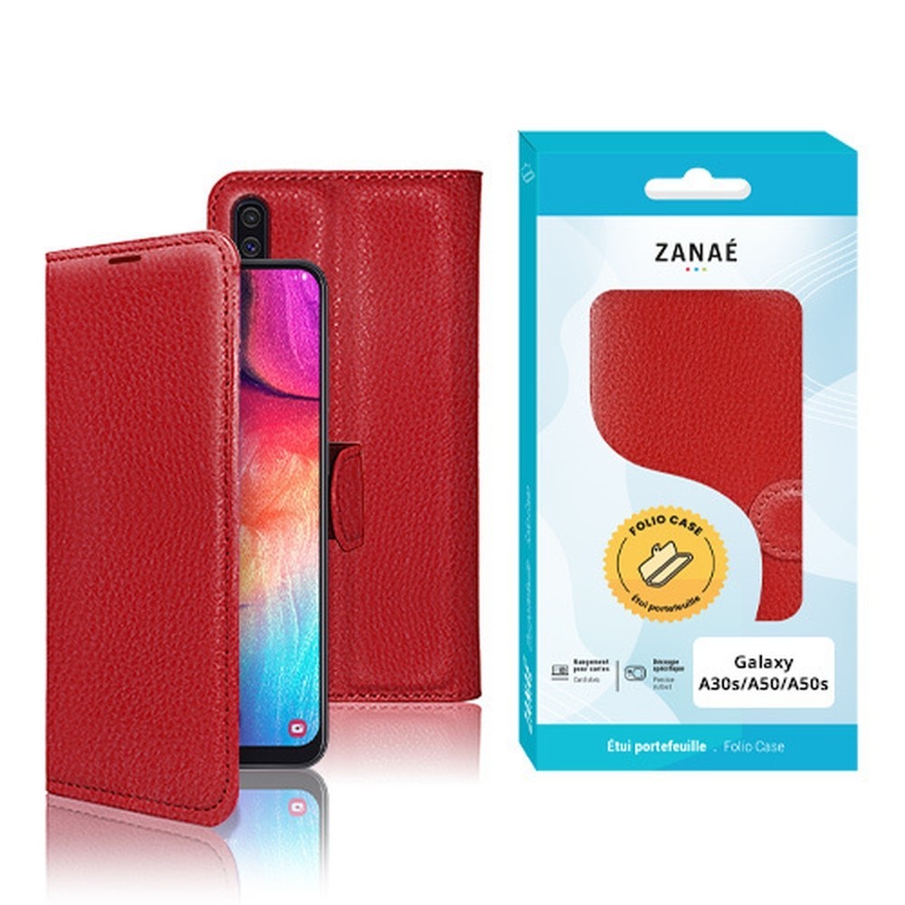 Étui Portefeuille Zanae rouge pour Samsung Galaxy A30s