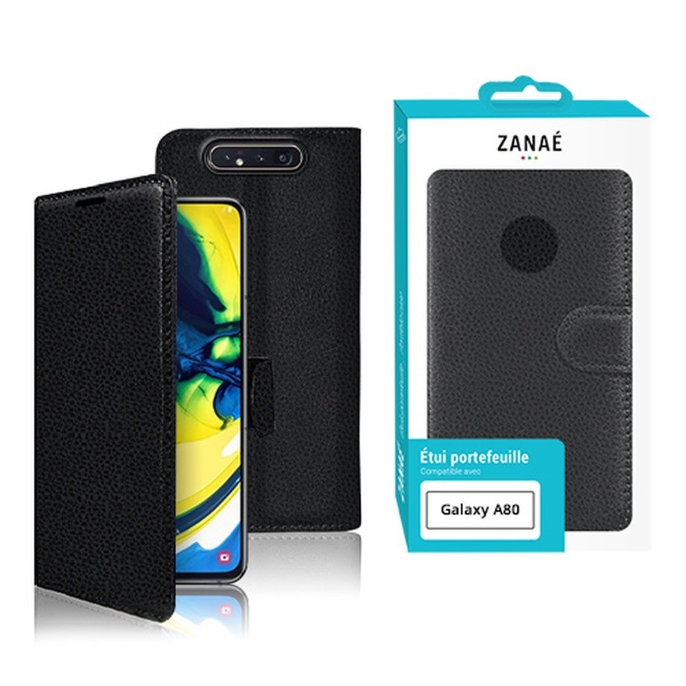Étui portefeuille noir pour Samsung Galaxy A80