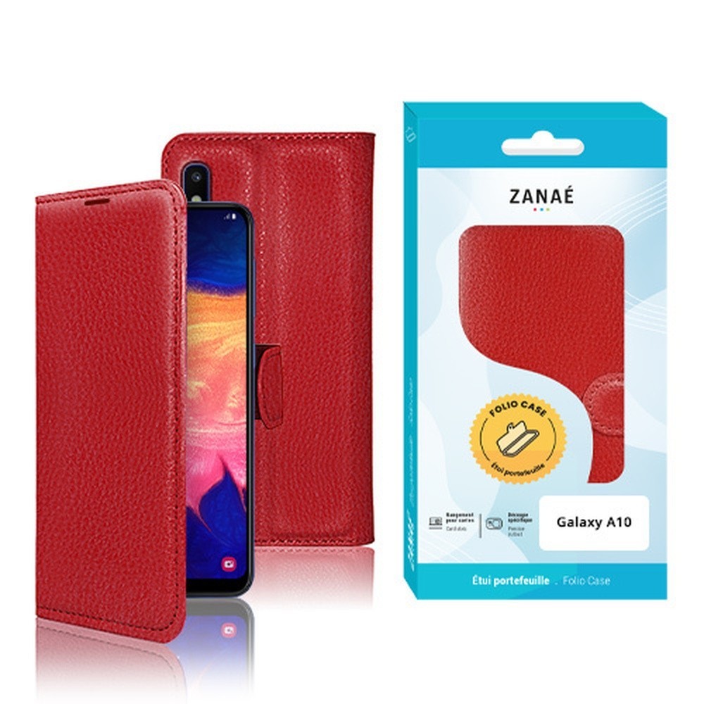 Étui portefeuille rouge pour Samsung Galaxy A10