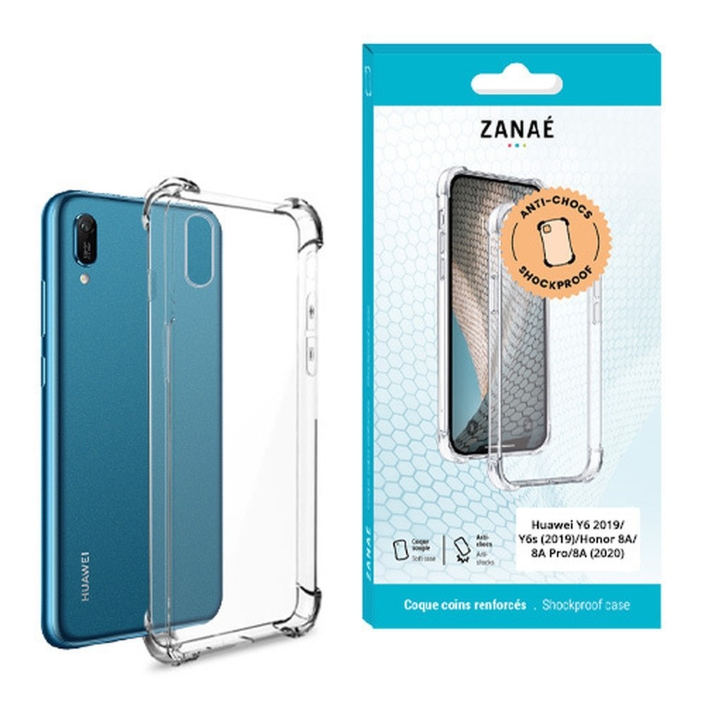 Coque silicone transparente renforcée pour Huawei Y6 2019 et Honor 8A