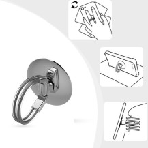 Support anneau rotatif pour téléphone en argent