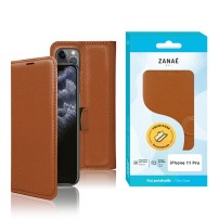 Etui portefeuille Zanae marron pour iPhone 11 Pro