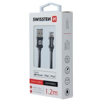 Câble USB/Lightning Swissten noir 1.2m