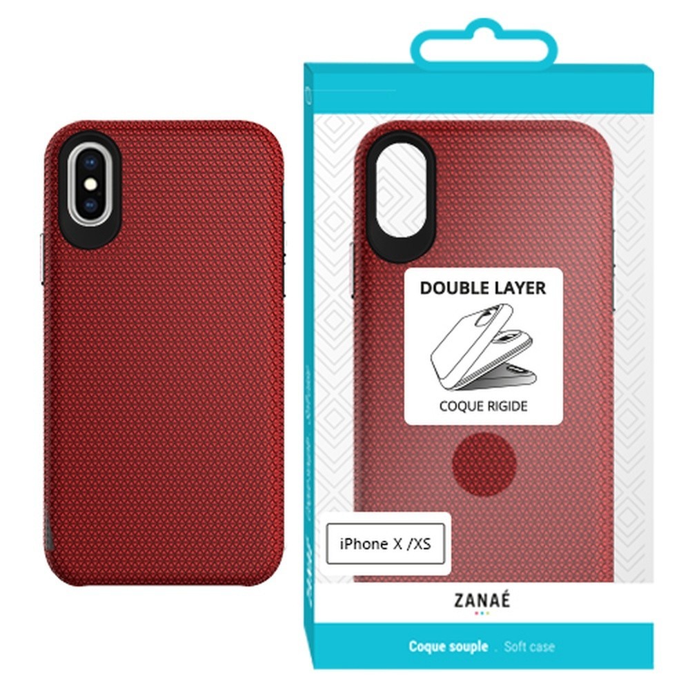 Coque Double Layer rouge pour iPhone X et XS
