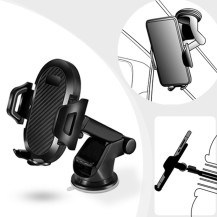 Support voiture 2 en 1 fixé sur un pare-brise