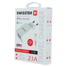 Chargeur USB 2 ports et câble Lightning MFI Swissten
