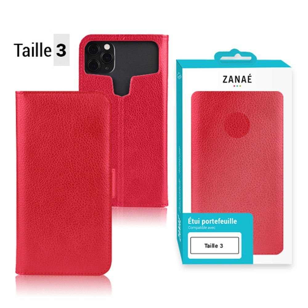 Étui portefeuille rouge universel taille 3