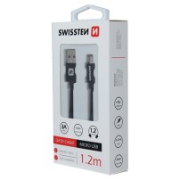 Câble Swissten textile USB/Micro USB 1.2m noir