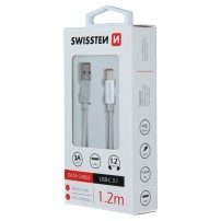 Câble USB-C de 1.2m en argent par Swissten