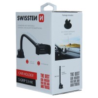 Support voiture/camion Swissten noir installé sur tableau de bord