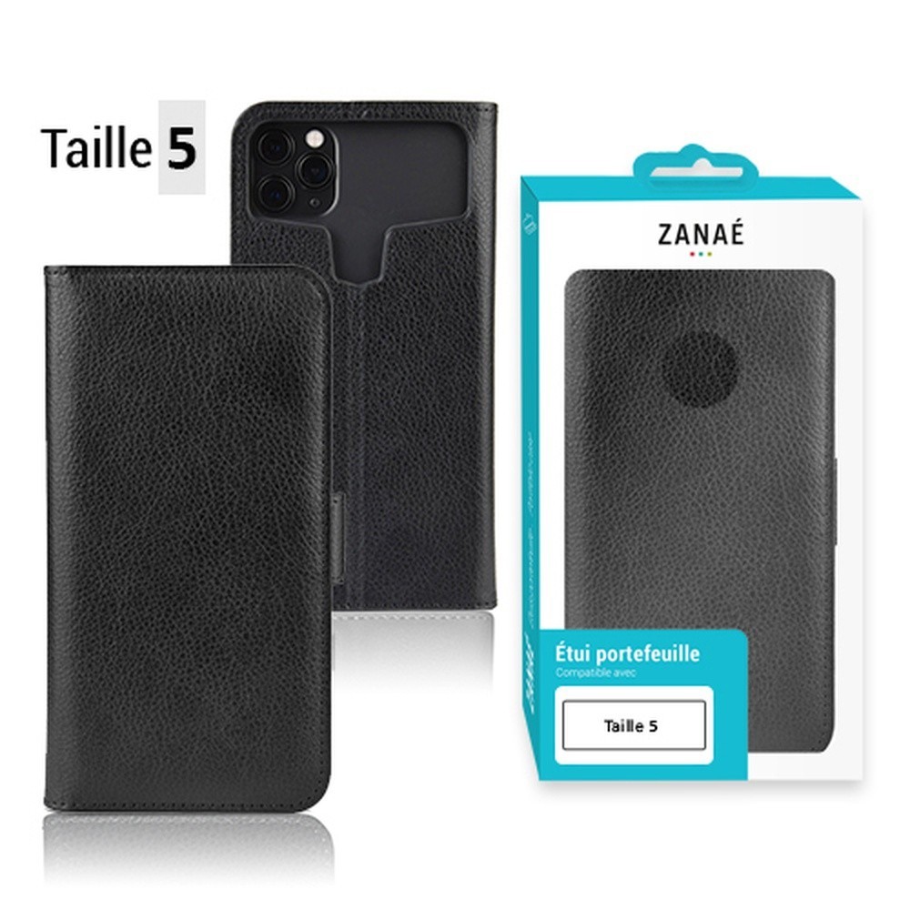 Étui portefeuille Zanae universel taille 5 en noir