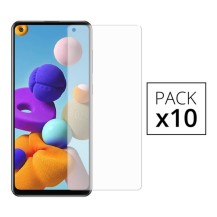 Vue principale du pack de 10 verres trempés pour Samsung Galaxy A21s