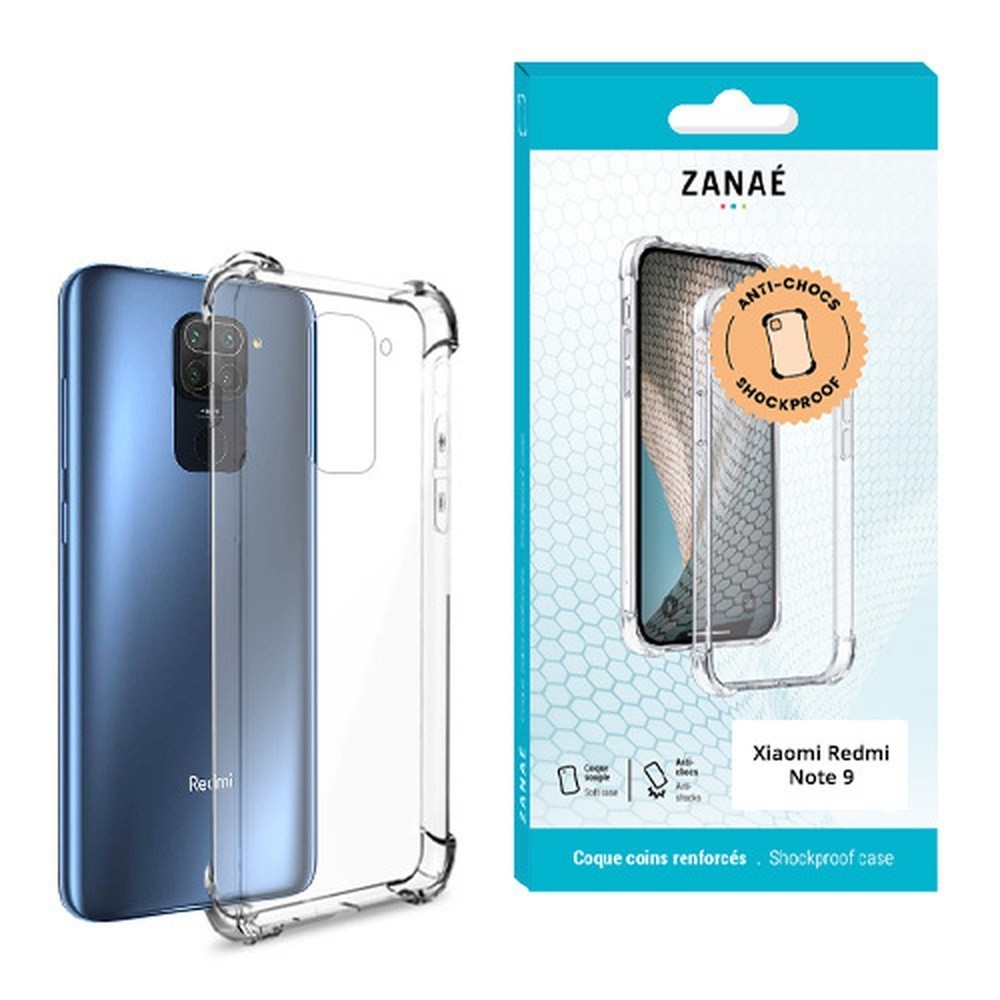 Coque silicone transparente avec coins renforcés pour Xiaomi Redmi Note 9
