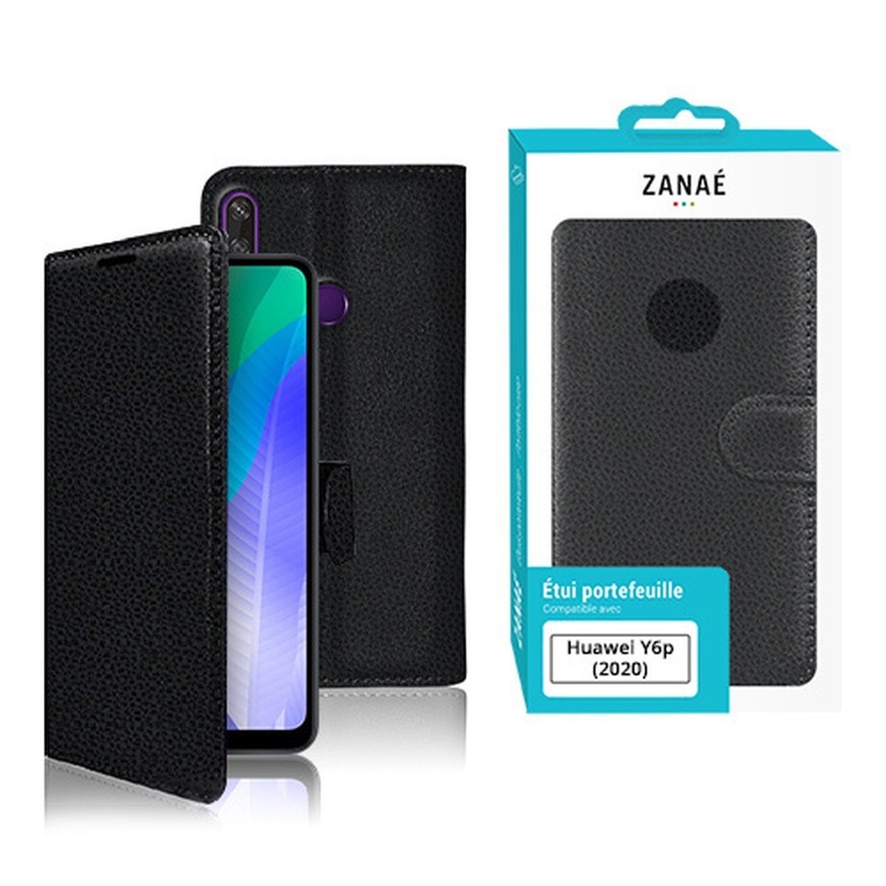 Etui Portefeuille Zanae Noir pour Huawei Y6p (2020)