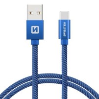 Câble USB-C textile bleu de 1.2m par Swissten