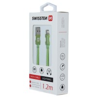 Câble Swissten textile USB/Lightning 1.2m Vert