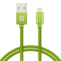 Câble Swissten textile USB/Lightning 1.2m Vert