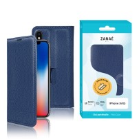 Étui Portefeuille Zanae pour iPhone X / XS couleur marine